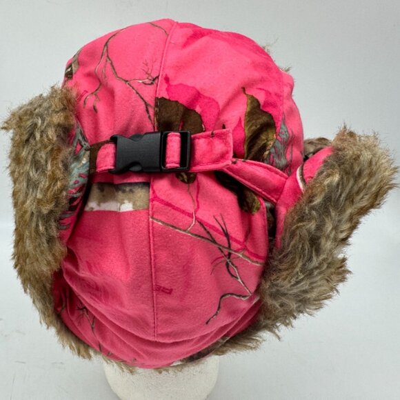 Hot Shot Realtree Women Insulated Trapper w/ Faux Fur One Size Pink Camo Outdoor - Picture 4 of 11